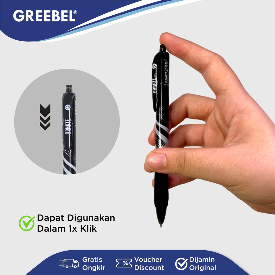 Pulpen Greebel / Greebel Gel Pen GP-505 Ornate 0.5MM Hitam / Ballpoint  