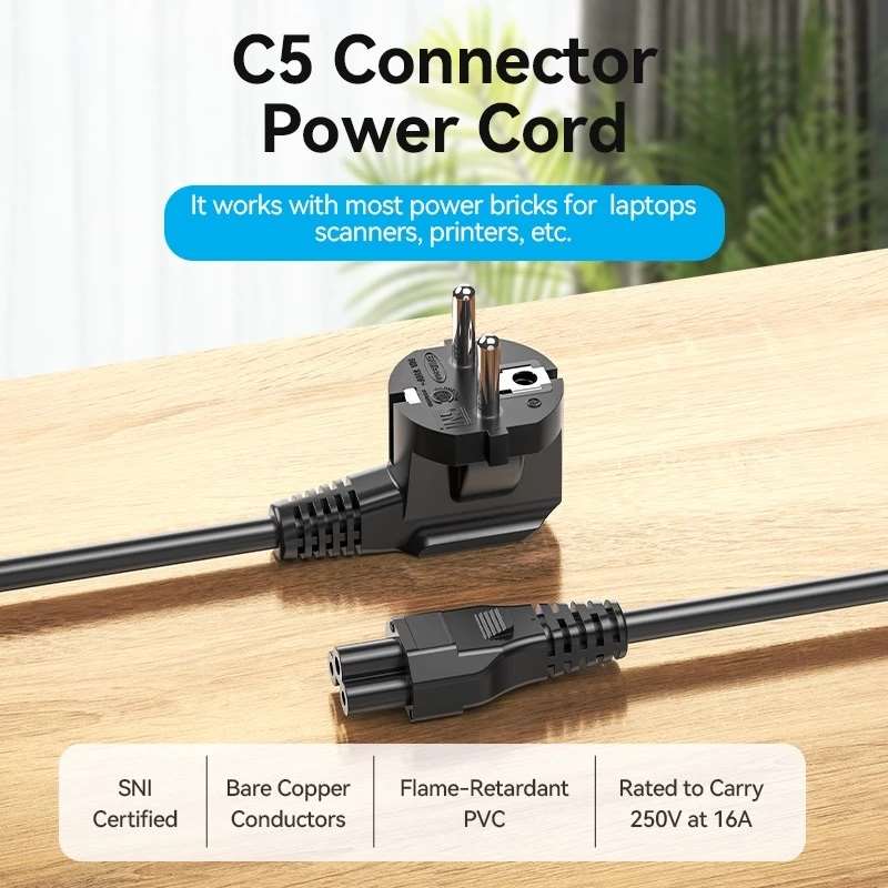 Vention - Power Cord 3-Prong 1.8M C5 Connector EU Plug ZCHBAC  
