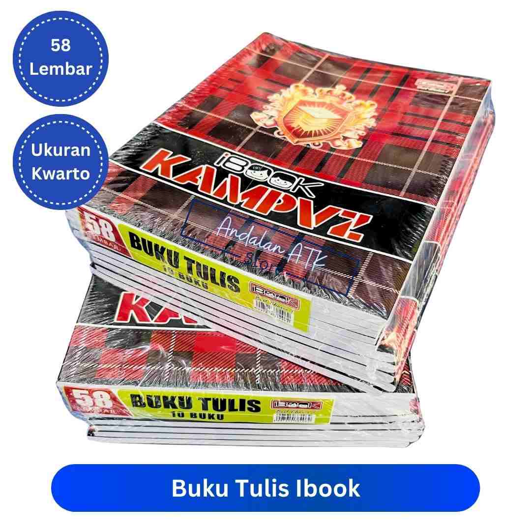 Buku Tulis IBOOK 58 Lembar Ukuran Kwarto [PACK 10 BUKU] MIX  