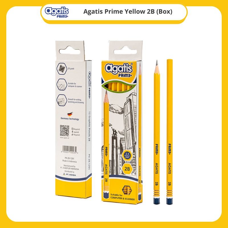 Pensil / Agatis Pencil 2B GPH-2B-1201 Prime Wood Hexagonal Graphite [1 PACK]  