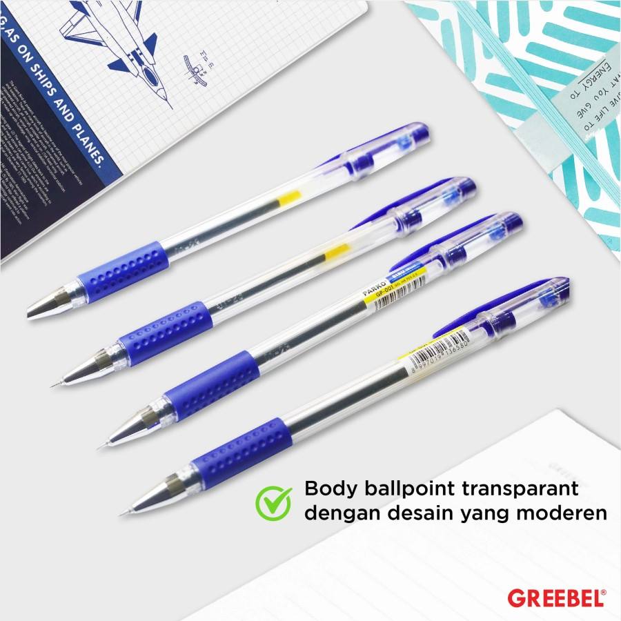 Pulpen Greebel / Parko Gel Pen GP-001 0.5MM Biru / Ballpoint