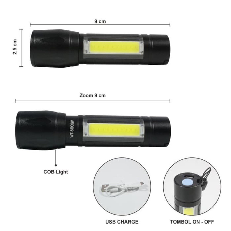 Senter Mini USB Charger Flashlight  