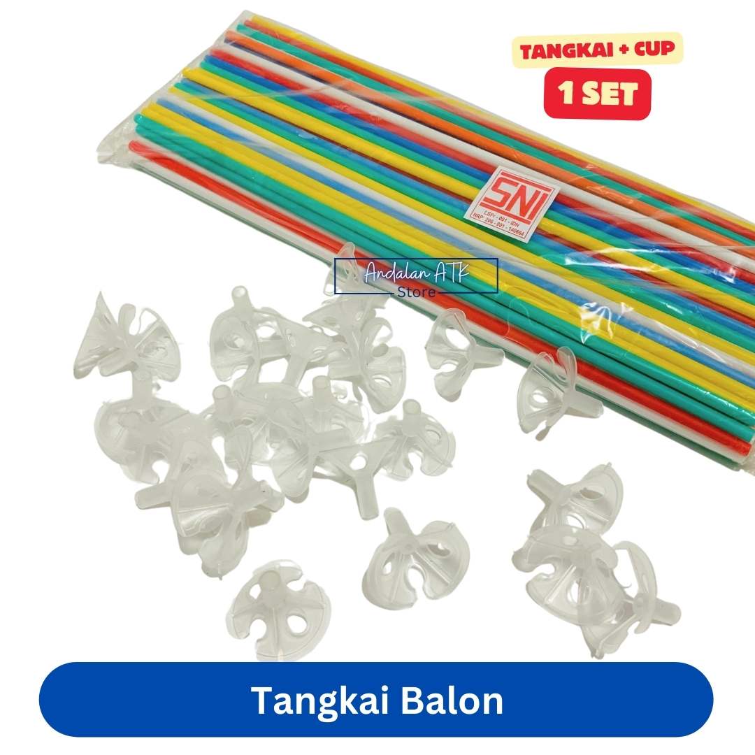 Tangkai Balon Ulang Tahun / Stik Balon / Gagang Balon [SET TANGKAI + CUP]  