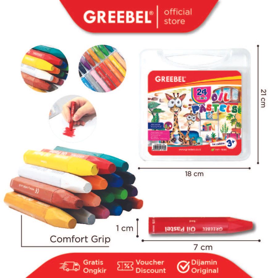 Greebel Oil Pastel PP-24C 24 Warna / Crayon / Krayon Greebel