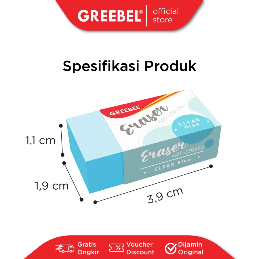 Penghapus Greebel 4 Colors / Greebel Eraser GBF-221240 Kecil - Sedang - Besar / Hapusan Pensil 4 Warna