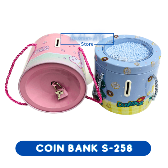 Coin Bank / Celengan Anak Kunci Gembok Foam Butir Bentuk Bulat S-258 Xiaolingjing  