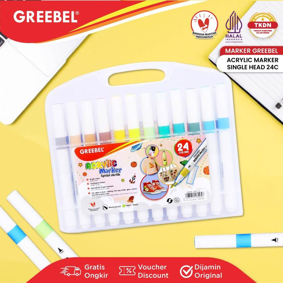 Spidol Akrilik / Greebel Acrylic Marker Single Head [18 - 24 - 36 - 48 Warna]  