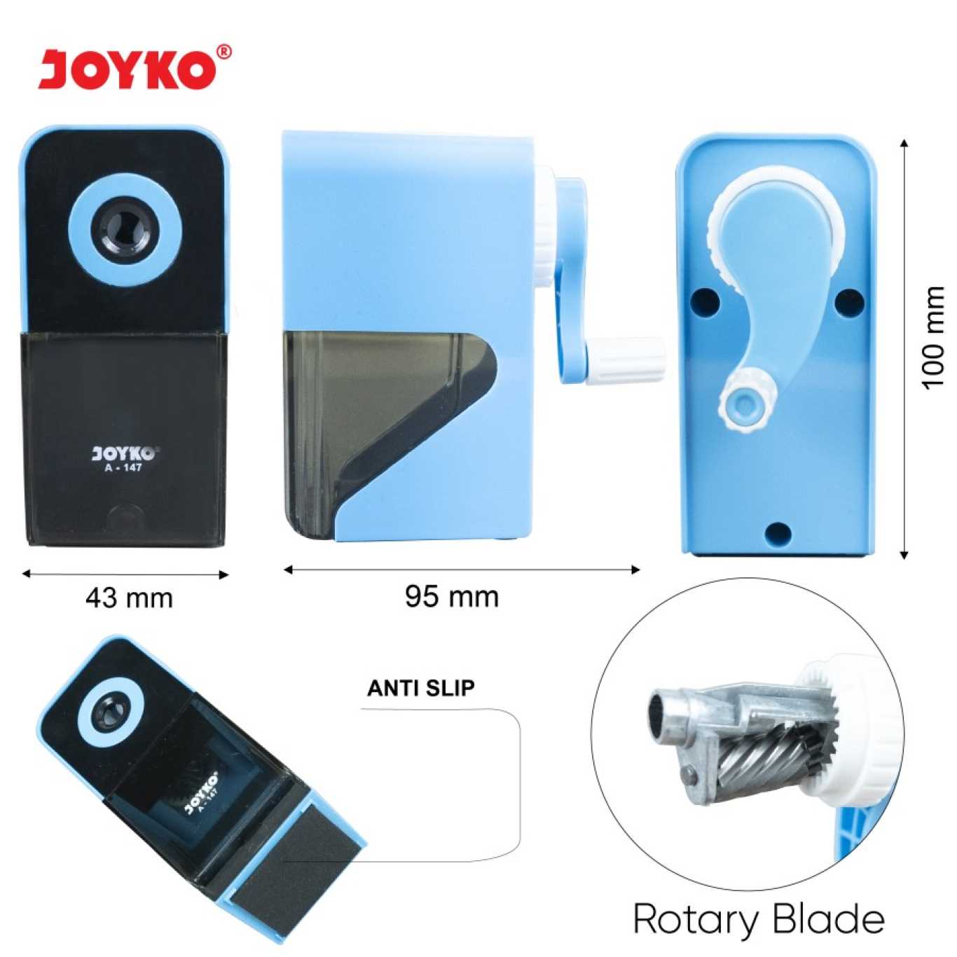 Rautan Putar Joyko A-147 Sharpener / Rautan Meja / Serutan Pensil