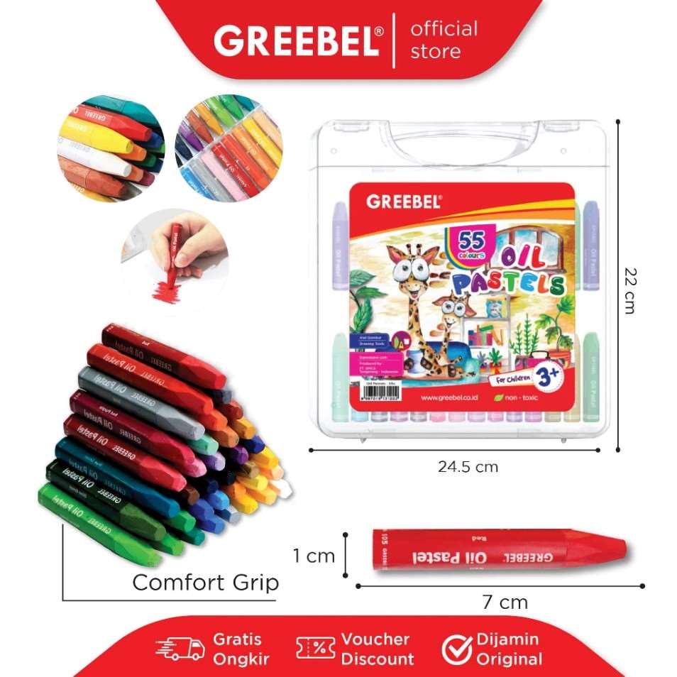 Greebel Oil Pastel PP-55C 55 Warna / Crayon / Krayon Greebel