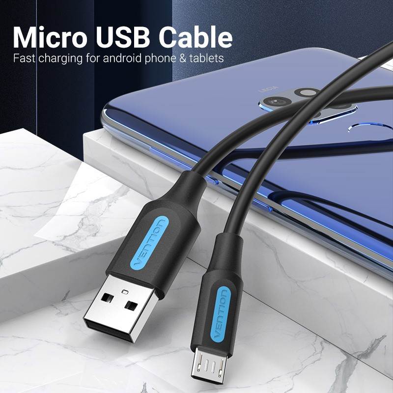 Vention - Kabel USB 2.0 A Male to Macro - B Male 3A 1.5M Black dan 1M Blue COL / Kabel Data  