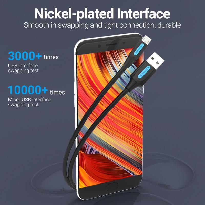 Vention - Kabel USB 2.0 A Male to Macro - B Male 3A 1.5M Black dan 1M Blue COL / Kabel Data  