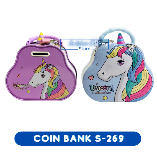 Coin Bank / Celengan Anak Kunci Gembok Karakter Unicorn S-269 Xiaolingjing