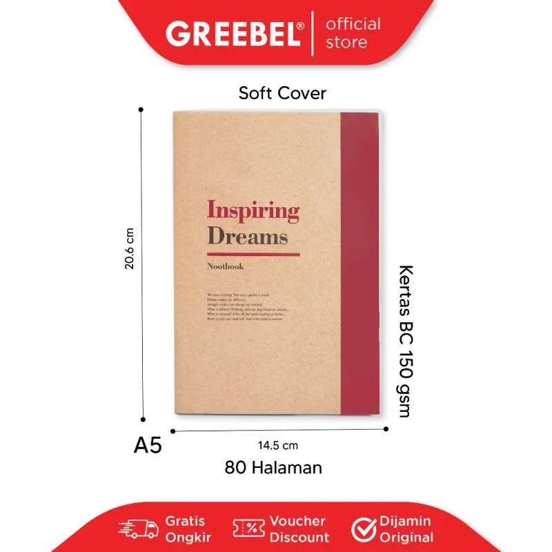 Greebel Note Book 8080 A5O 40 Ukuran A5 / Buku Agenda Notebook / Buku Catatan