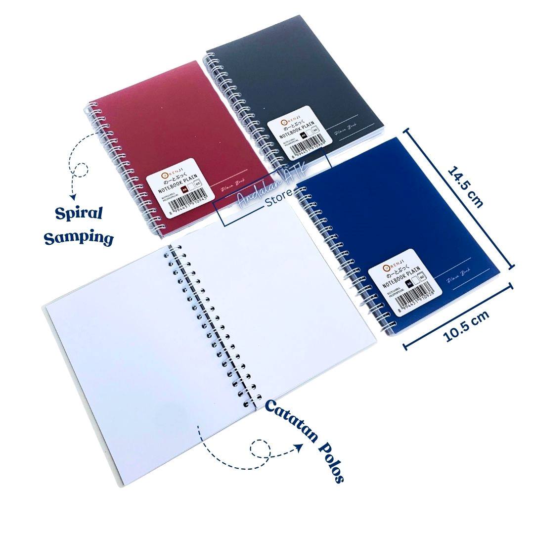 Notebook Orenji Buku Agenda A6 Plain Spiral Samping 60 Lembar/ Buku Catatan Polos  