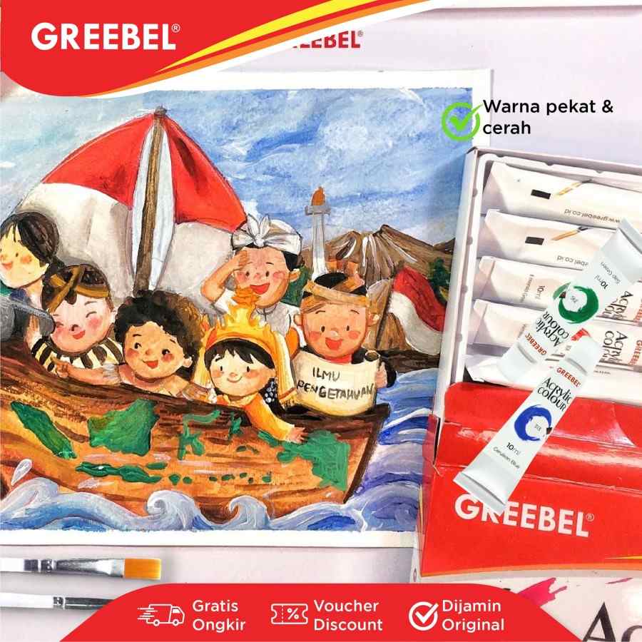 Cat Akrilik Greebel Acrylic Paint 10ML isi 18 Warna / Cat Lukis