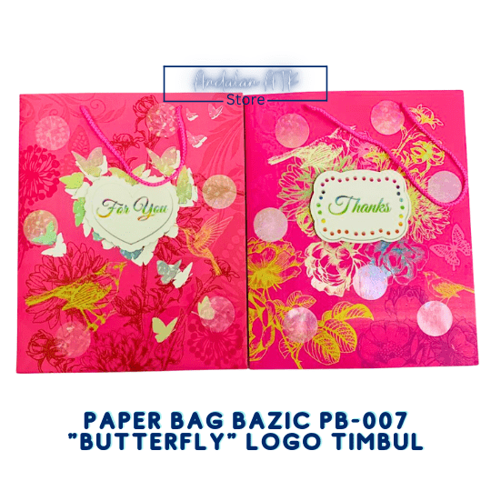 Paper Bag Butterfly Bazic PB-007 Logo Timbul / Tas Kertas Shopping Bag / Goodie Bag