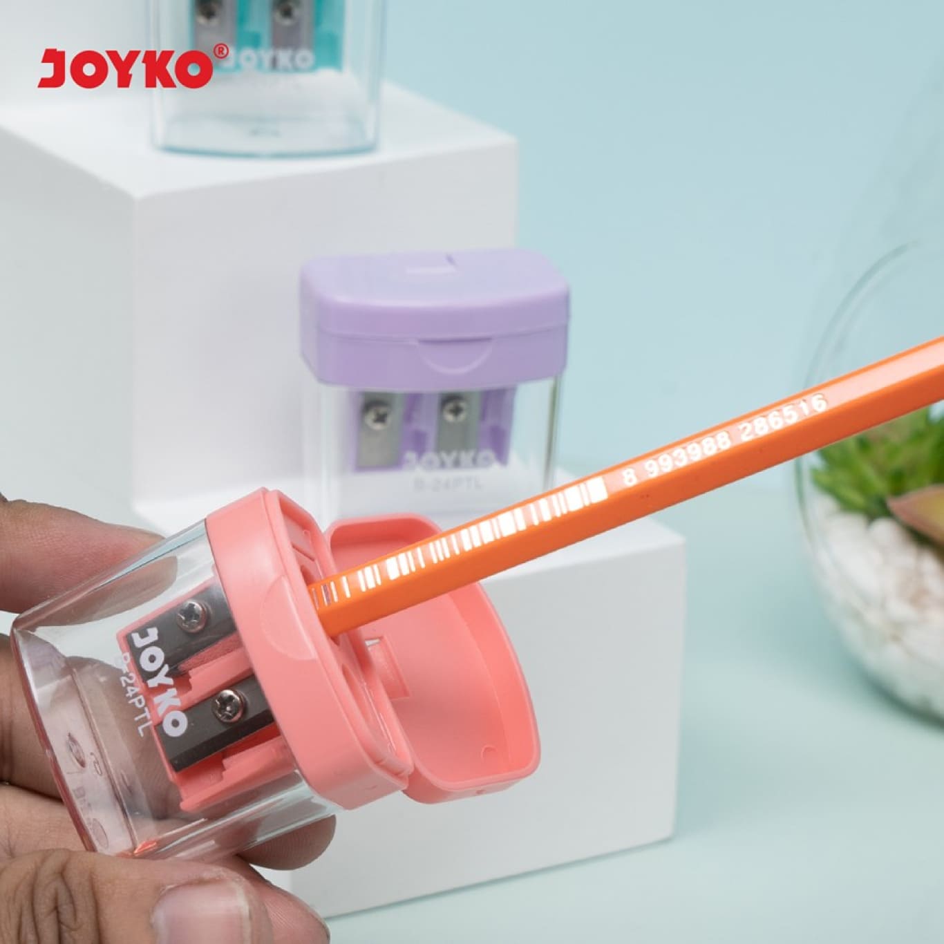 Rautan Pensil / Serutan Pensil Joyko B24 Warna Pastel / Pencil Sharpener 2 Lubang  
