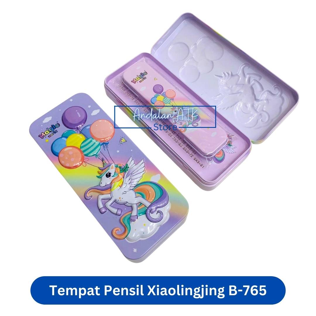 Tempat Pensil Anak Xiaolingjing B-765 Unicorn Kaleng / Kotak Pensil / Pencil Case  