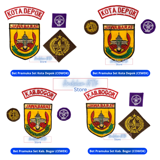Bet Pramuka Set Cewek dan Cowok / Lokasi Kab. Bogor dan Kota Depok  