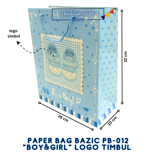 Paper Bag Boy & Girl Bazic PB-012 Logo Timbul / Tas Kertas Shopping Bag / Goodie Bag
