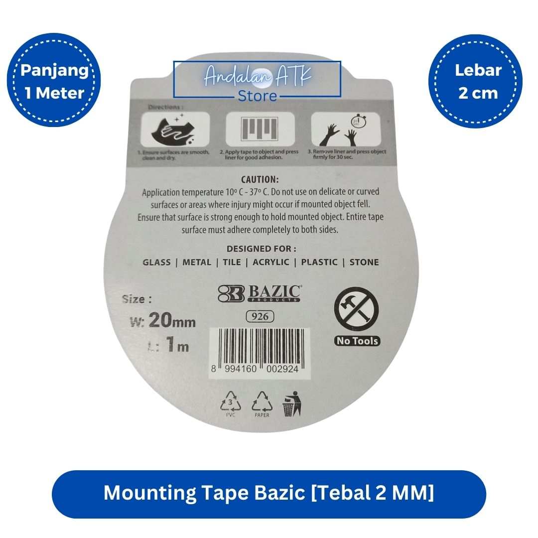 Bazic Super Clear Mounting Tape 926 Tebal 2mm / Double Tape Magic