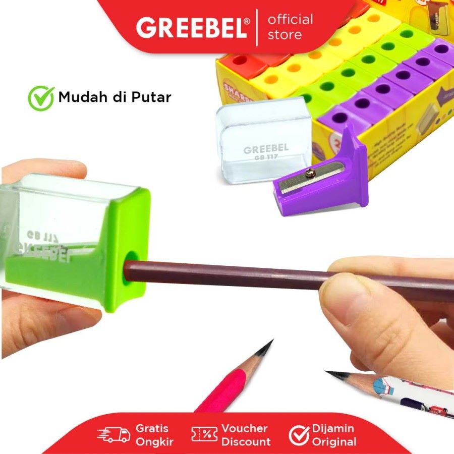 Serutan Pensil / Rautan Pensil Greebel Sharpener GB-117 Colour Box / Pencil Sharpener  