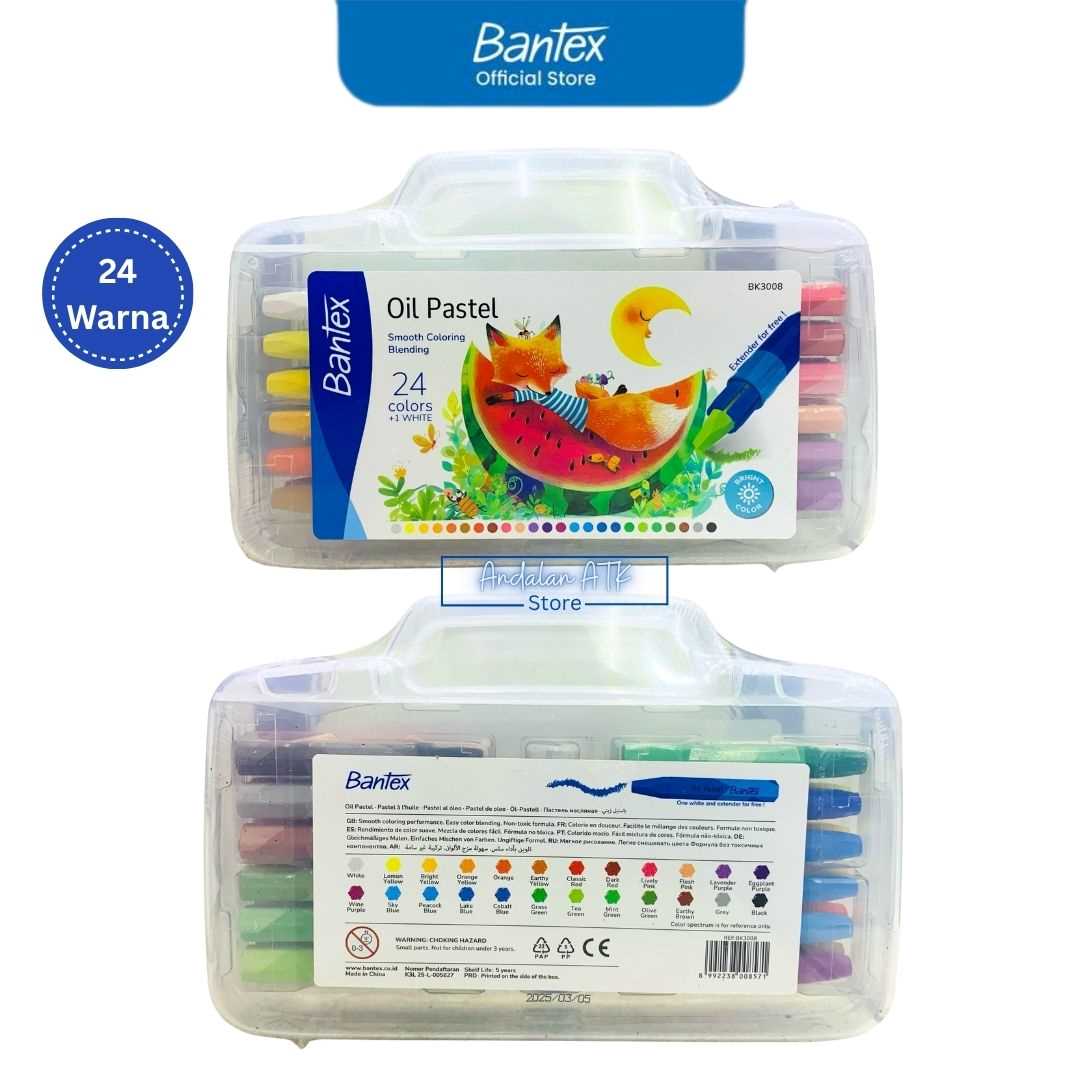 Oil Pastel Bantex BK3008 24 Colour / Krayon / Crayon  