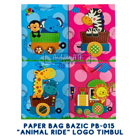 Paper Bag Animal Ride Bazic PB-015 Logo Timbul / Tas Kertas Shopping Bag / Goodie Bag
