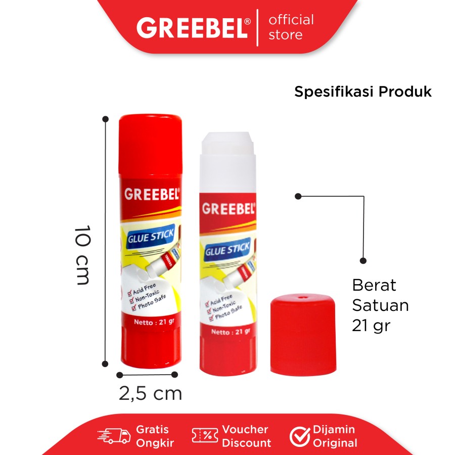 Lem Kertas Greebel Glue Stick 8gr - 15gr - 21gr / Lem Kertas Stik