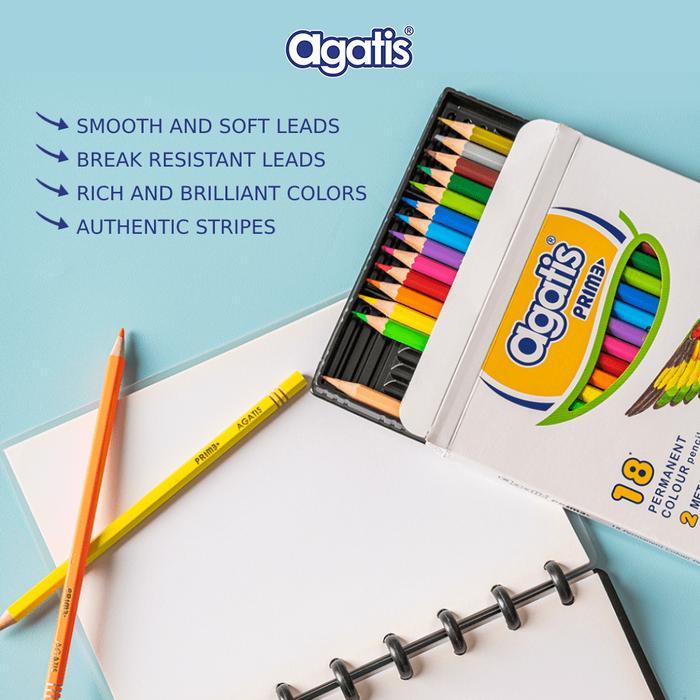 Pensil Warna Agatis Color Pencil GPH-C-1801 Prime Wood Permanent / 18 Warna  