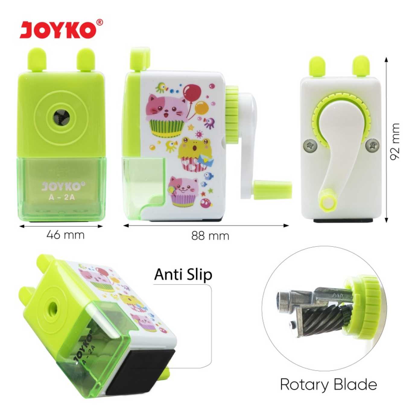 Rautan Putar Joyko A-2A Sharpener / Rautan Meja / Serutan Pensil  