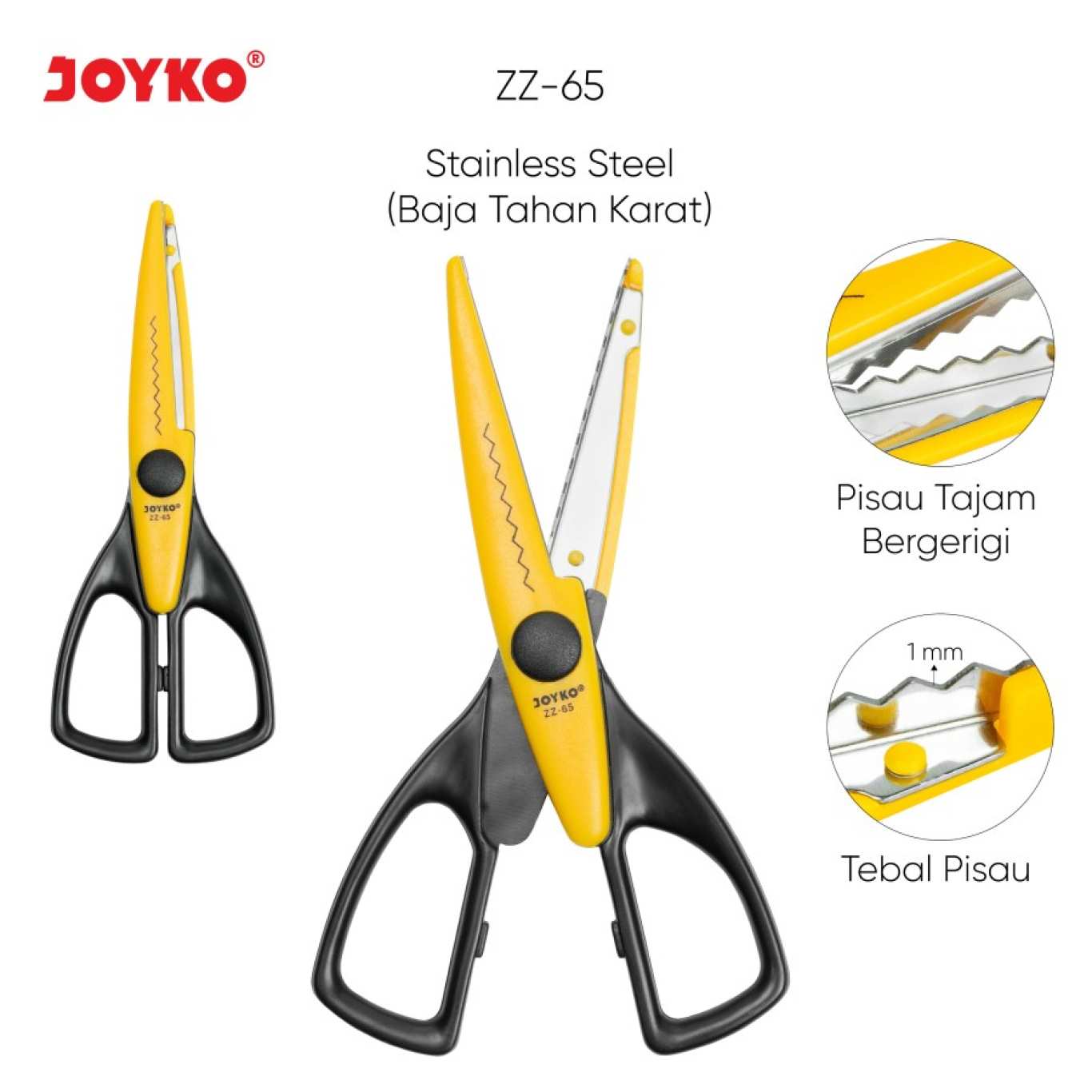 Gunting Joyko Gerigi ZZ-65 Scissor Stainless Handle Plastik  