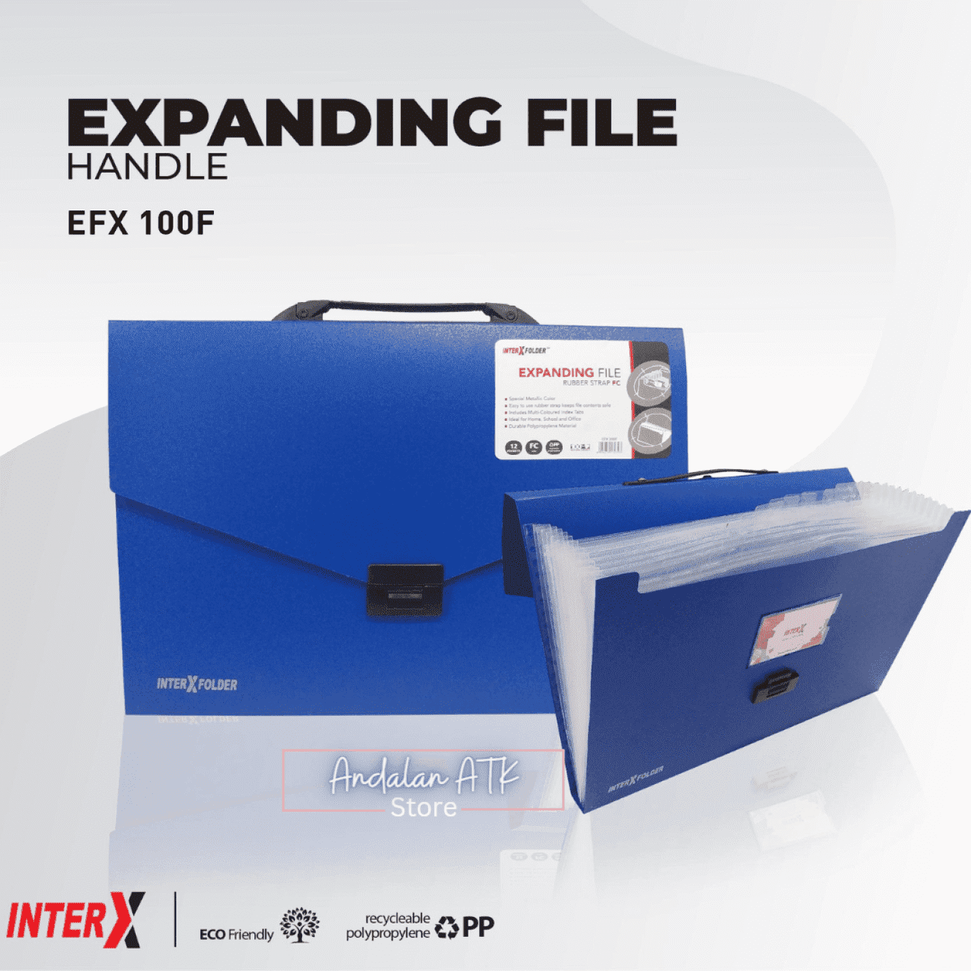 Expanding File Handle InterX Ukuran Folio / Map Plastik Tenteng  