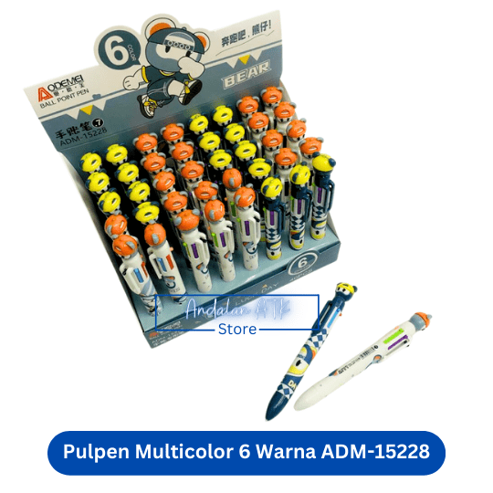 Pulpen Warna Warni 6 Warna Multicolor 0.7mm ADM-15228 [SATUAN] / Ballpoint Pena  