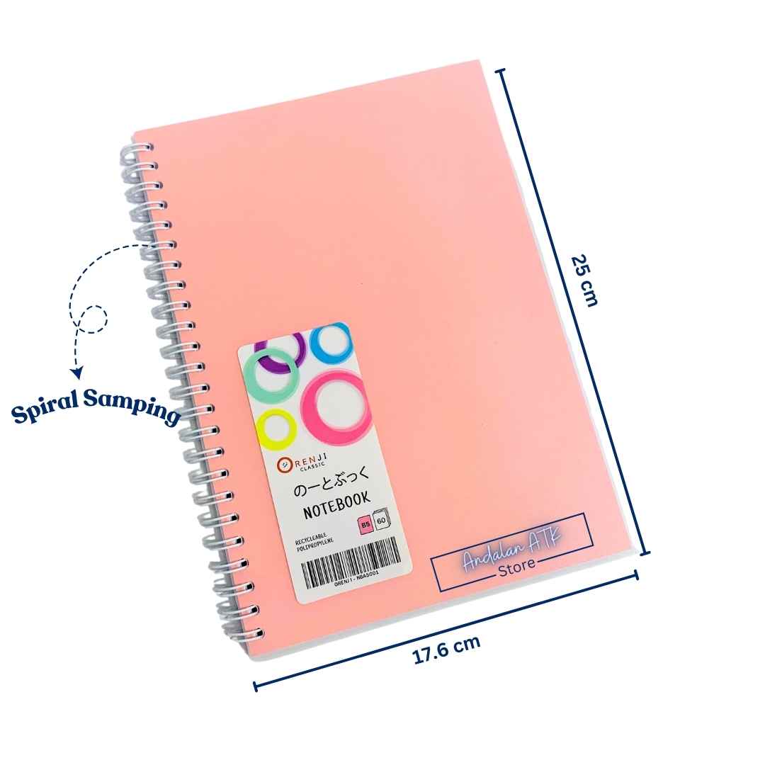 Notebook Orenji Buku Agenda B5 Line Spiral Samping Pastel 60 Lembar / Buku Catatan Bergaris  