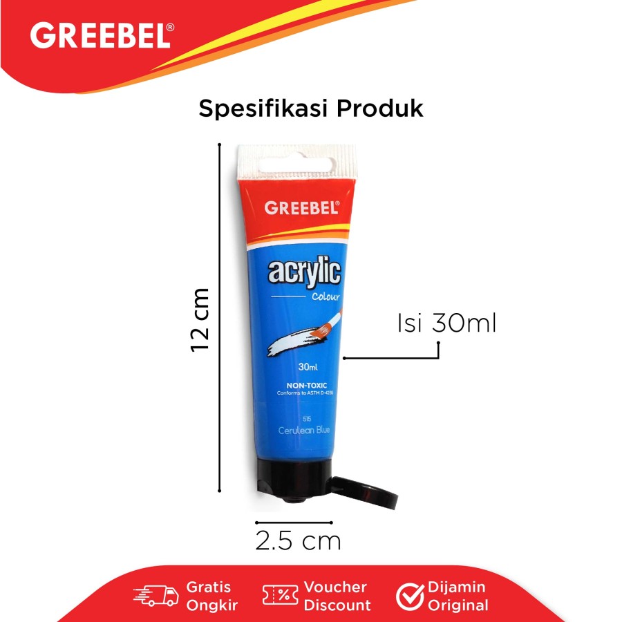 Cat Akrilik Greebel Acrylic Paint 30ML Tube / Cat Acrylic Greebel / Cat Lukis Akrilik