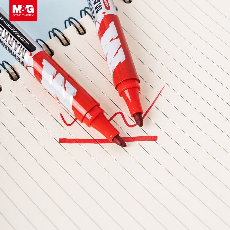 Spidol Permanen Marker M&G Permanent Black, Blue, Red APMY2272 / Tidak Bisa Dihapus  