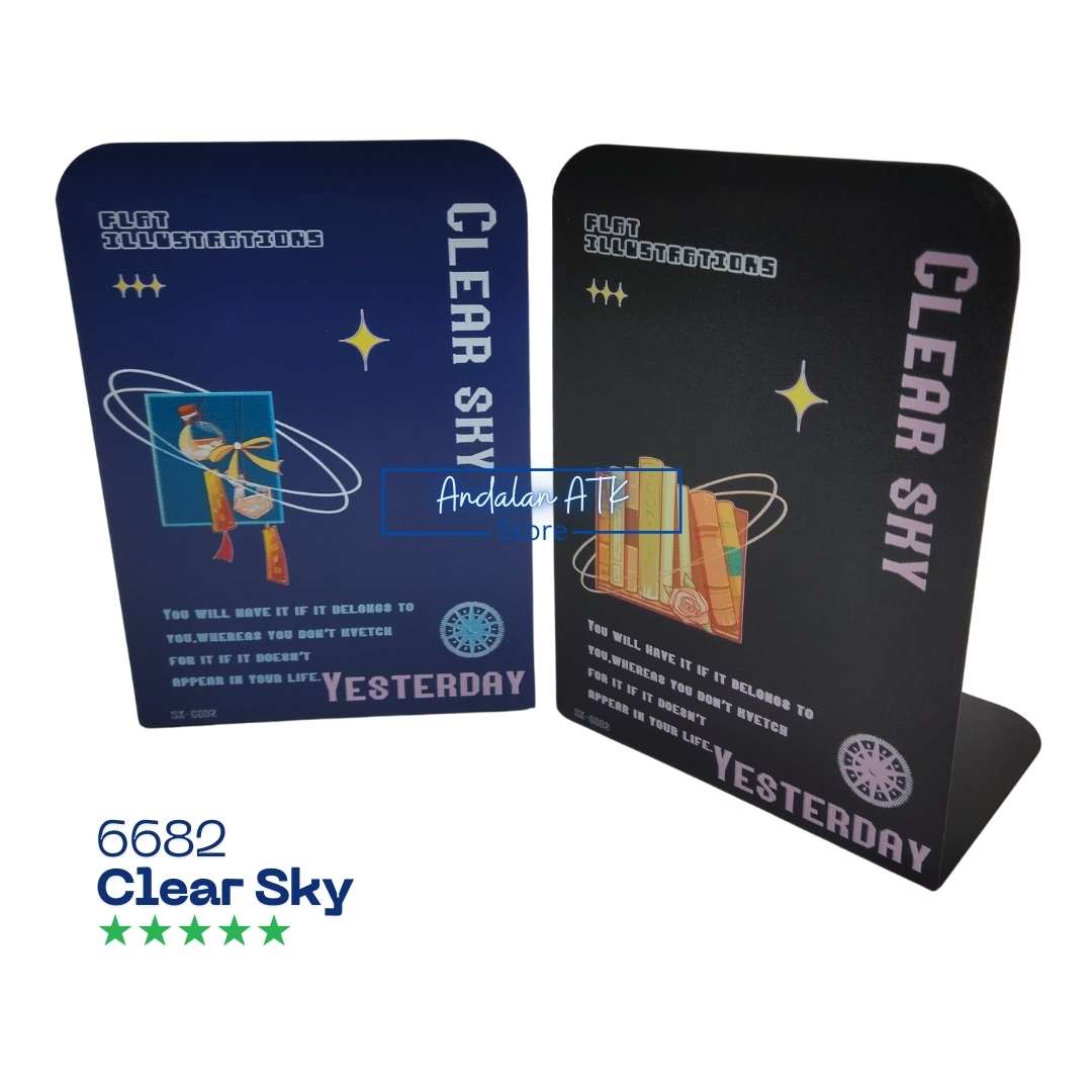 Pembatas Buku Besi V-Tec Fancy SERI 2 / Stand Book End / Sekat Buku [Isi 2 Pcs]  