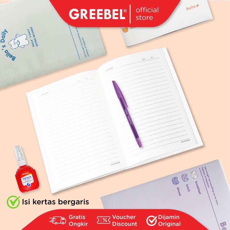 Greebel Note Book 8080 A5C 41 Ukuran A5 / Buku Agenda Notebook / Buku Catatan