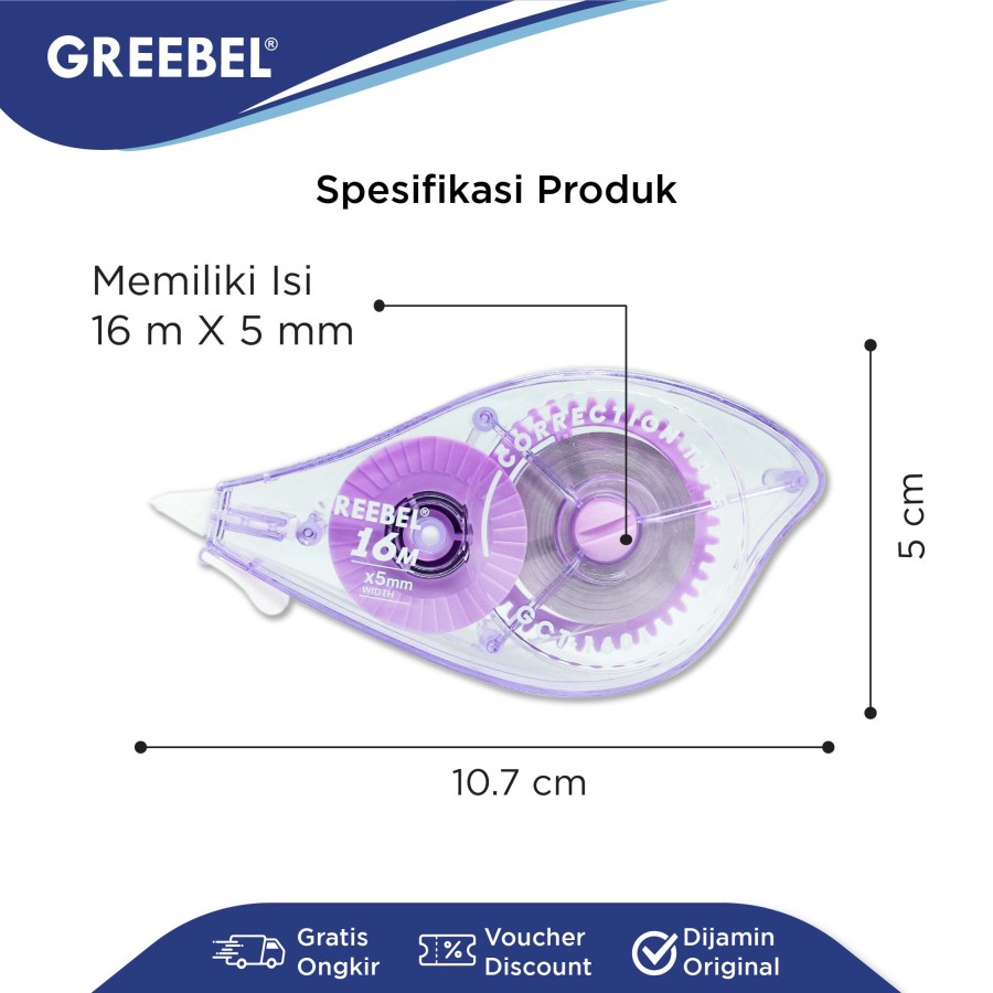 Tip Ex Kertas / Greebel Correction Tape GCT-1601