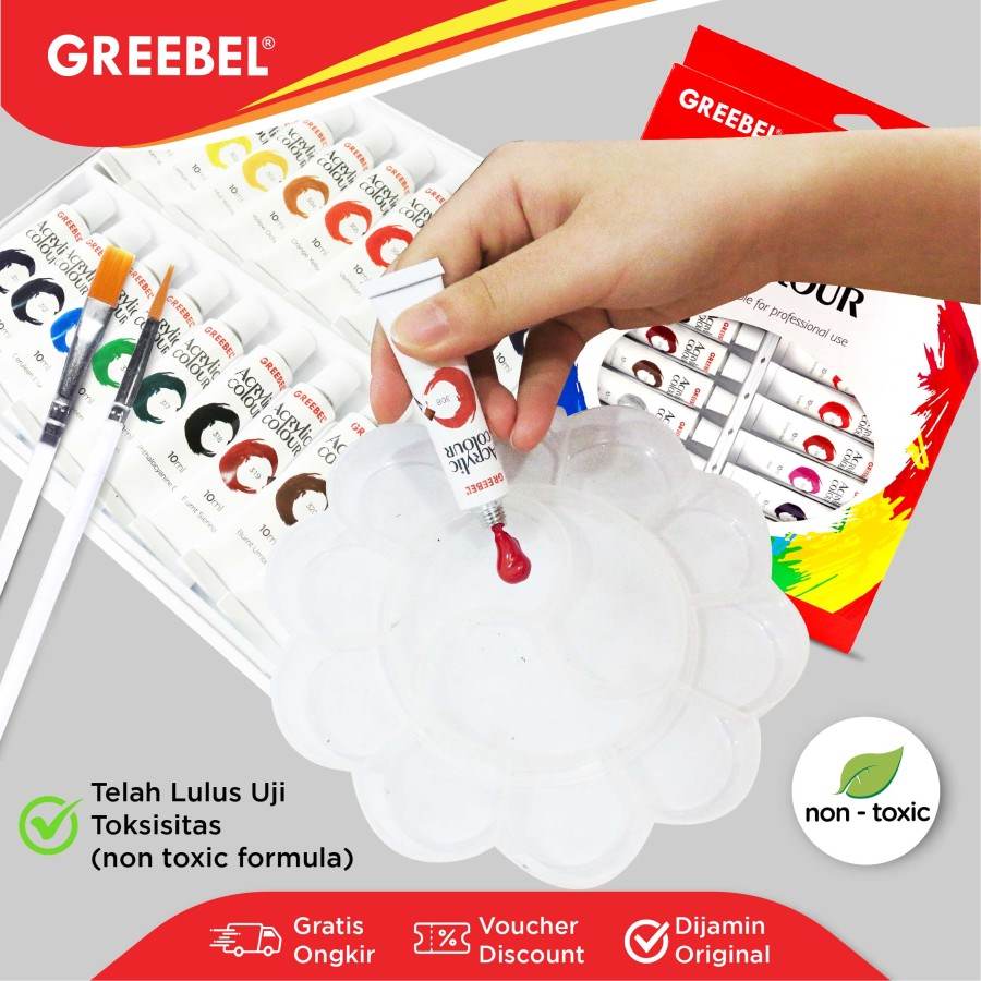 Cat Akrilik Greebel Acrylic Paint 10ML 24 Warna / Cat Lukis  