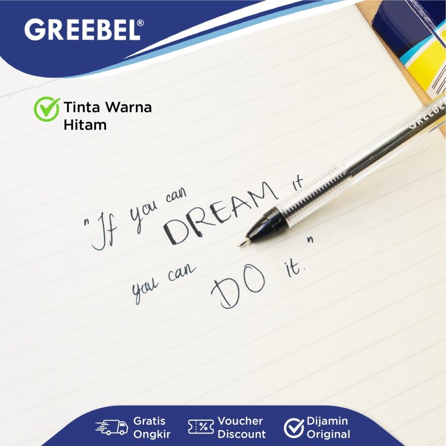 Pulpen Greebel / Greebel ballpen Riter Hitam, Merah, Biru 0.5MM / Ballpoint