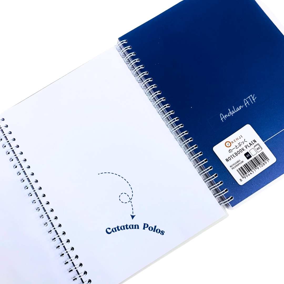 Notebook Orenji Buku Agenda A5 Plain Spiral Samping 60 Lembar/ Buku Catatan Polos  