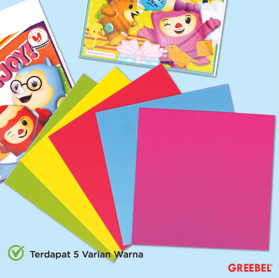 Kertas Origami Greebel Origami 2 Sisi [25 Lembar] / Bisa Ditulis  
